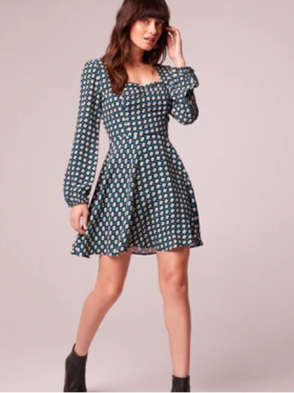 NWT Band Of The Free Genevieve Teal Diamond Mini Dress Size XS
